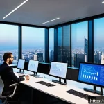 Home 19 규제요원으로서의 글로벌 진출 가능성 - A modern corporate office setting featuring a diverse team of professionals engaged in a compliance ...