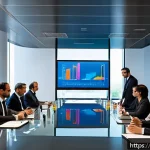 Home 18 규제요원 연봉 데이터 및 트렌드 - A modern office scene in Italy showing a diverse group of professional regulators in business attire...