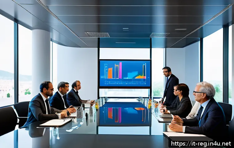 규제요원 연봉 데이터 및 트렌드 - A modern office scene in Italy showing a diverse group of professional regulators in business attire...