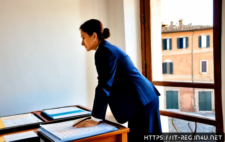 규제 업무와 관련된 직업 윤리 - Photorealistic scene of an Italian financial regulator in a modern Rome office, a professional woman...